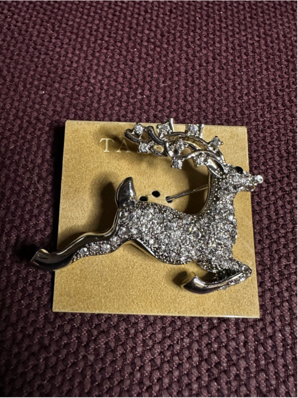 Talbots Silver & Crystal Reindeer Brooch